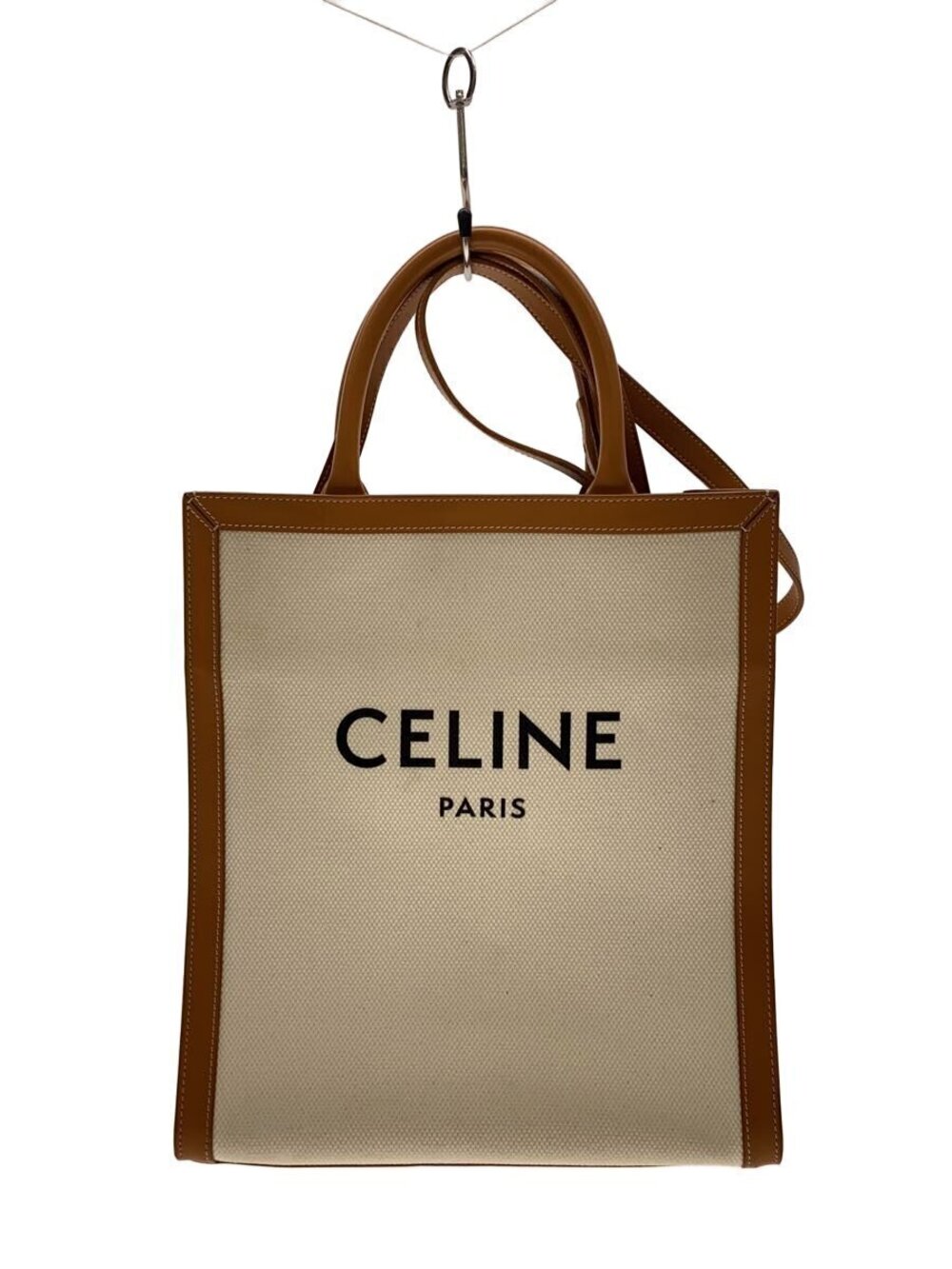 Celine Shoulder Bag Vertical Cabas Canvas Camel Brown